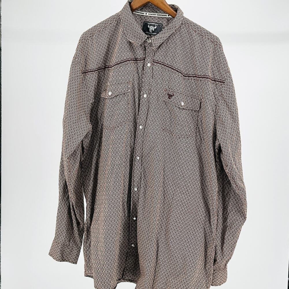 Cowboy Hardware Cotton Red Maroon Western Snap Button Rodeo Shirt